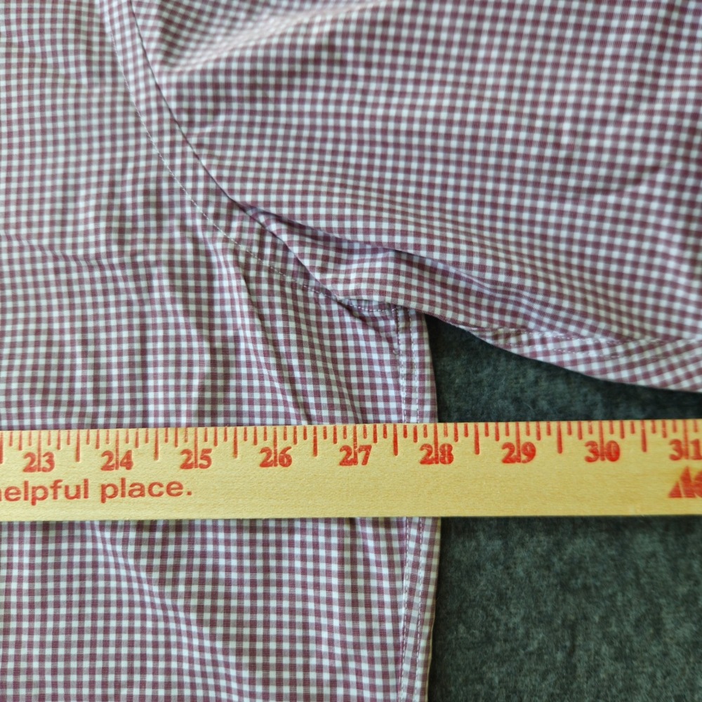 David Donahue Shirt Big Tall 18.5 34/35 Burgundy Gingham Cotton Button Down EUC - Picture 5 of 11